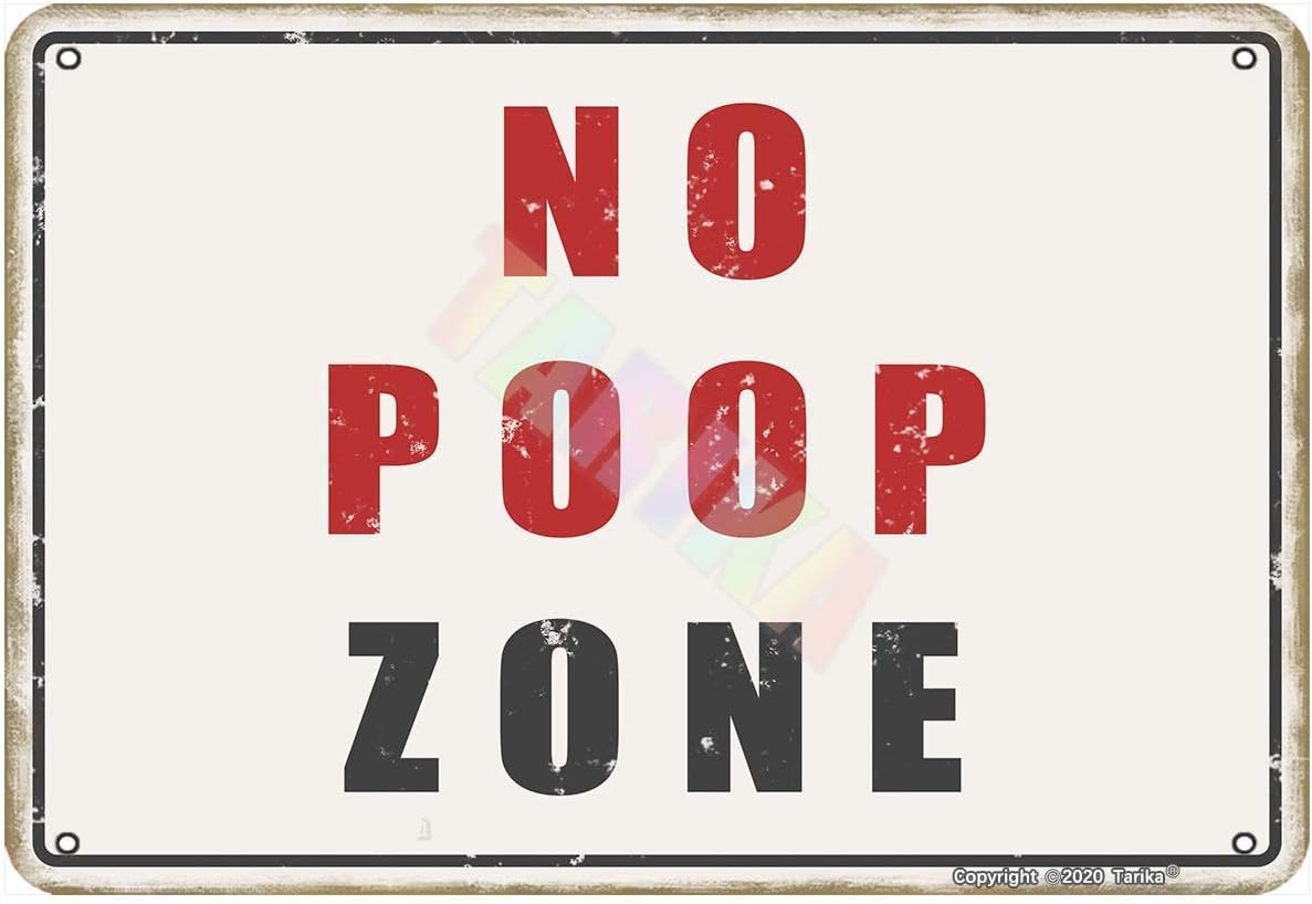 Farming Zone - Panneau métallique vintage « No Poop